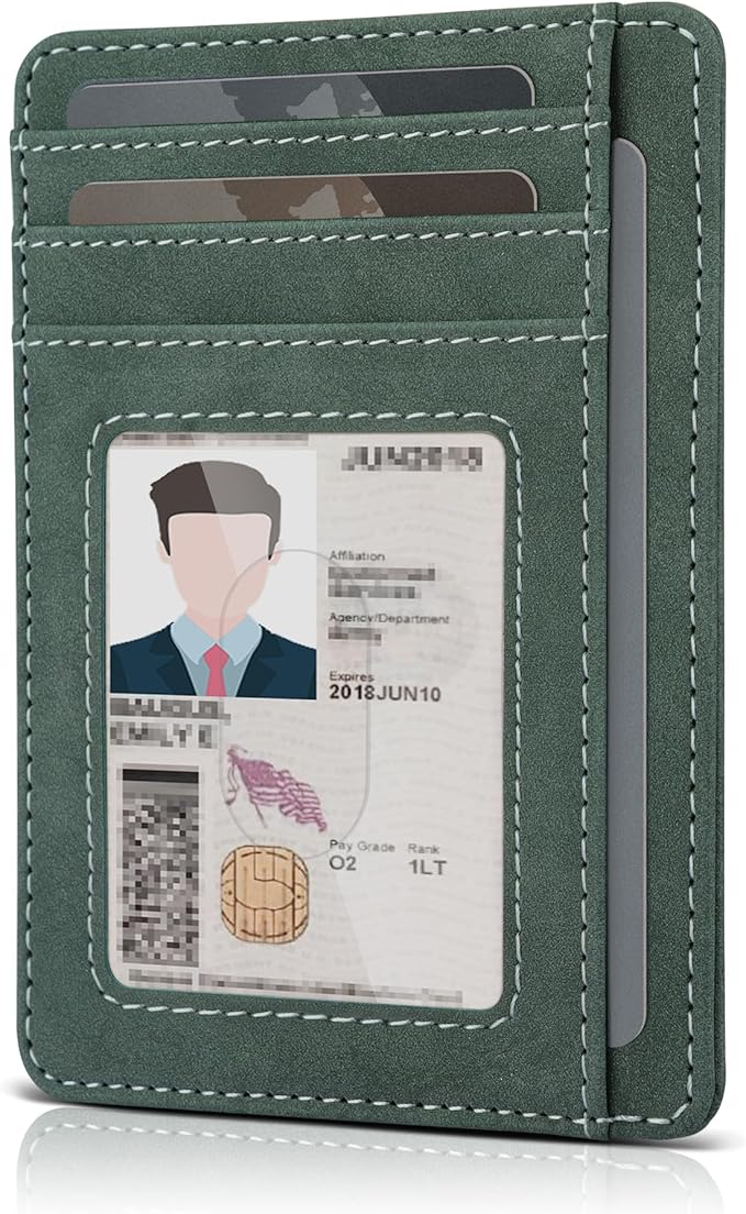 Teskyer Slim Wallet for Men, Minimalist Front Pocket RFID Blocking Leather Wallet Credit Card Holder for Men & Women