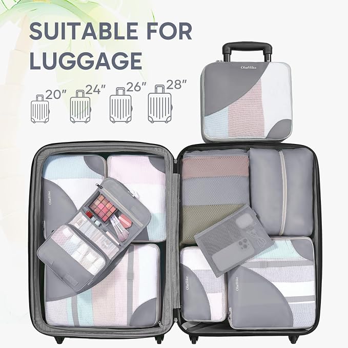 OlarHike 10 Set Packing Cubes for Travel, Gifts for Women Mom,Anti-Tearing Suitcase Organizer with Over 1000 pcs Mesh Holes,Vacation Essentials & Accessories for Cruise Ship