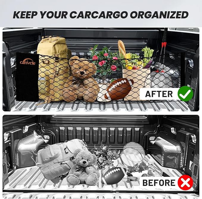 Truck Bed Cargo Net for Ford Maverick 2022-2026, Envelope Style Pickup Truck Bed Net for Maverick Accessories, Upgraded Trunk Cargo Net Storage Bag with Metal Carabiners