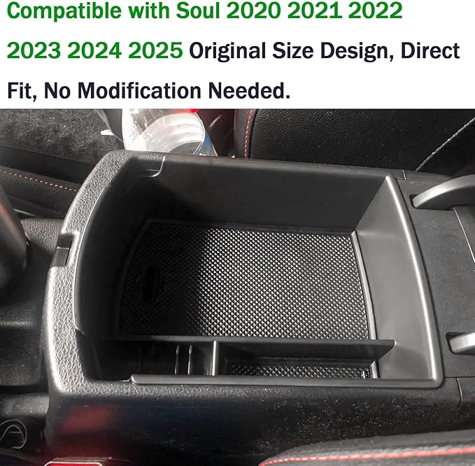 TACORBO Center Console Organizer Compatible with KIA Soul 2020 2021 2022 2023 2024 2025 Accessories Armrest Glove Box Secondary Storage, ABS Materials Insert Tray,Black