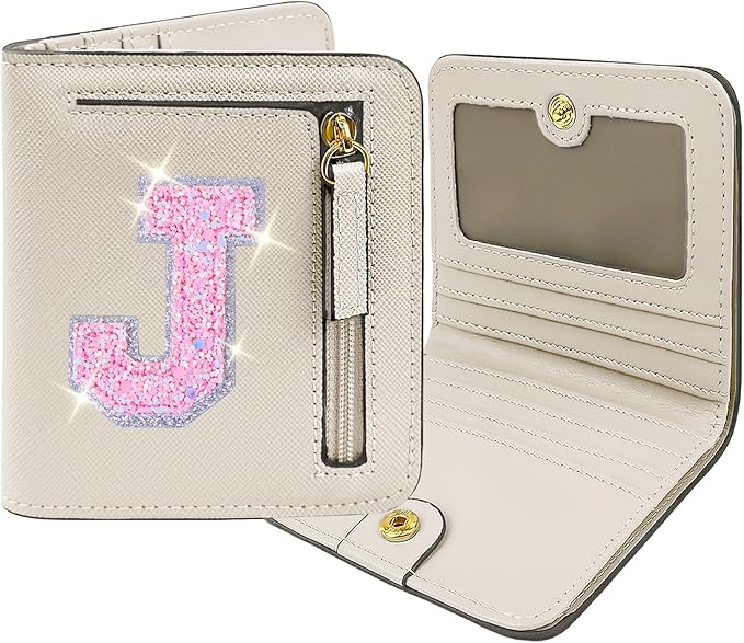 COSHAYSOO 9 10 11 12 Year Old Girl Birthday Gift Idea Trendy Cream Wallet Preppy Stuff Girly Things Small Cute Item Initial Christmas Gifts for Daughter Niece from Mom Dad Aunt Uncle Cream J