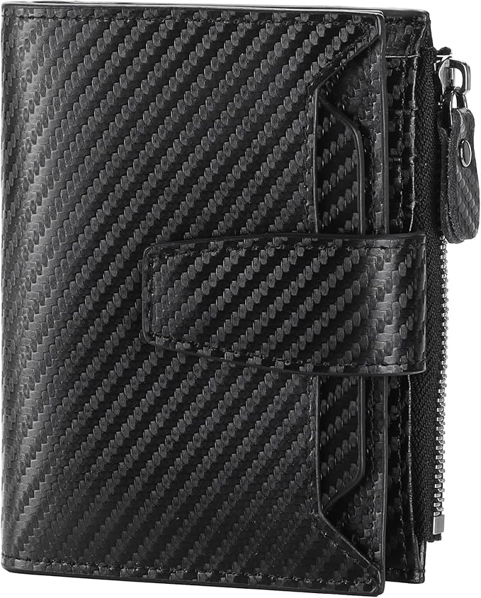 FALAN MULE Wallet for Men Genuine Leather RFID Blocking Mens Wallet with Zipper Coin Pocket ID Window