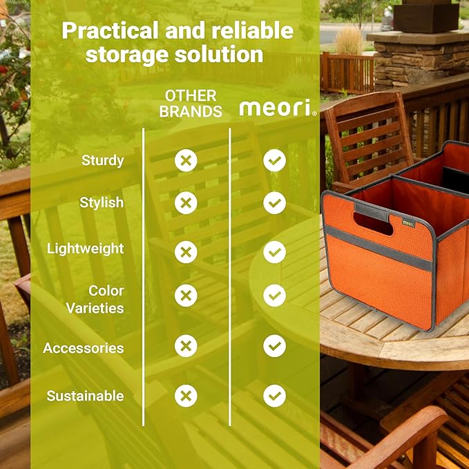 meori A100022 Foldable Box Classic Large Tangerine Orange Collapsible Organize Storage Carry Moving Collection Laundry Toys Records Books