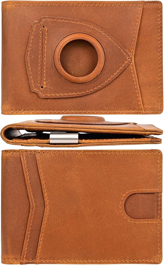 kinzd Slim Wallet with Money Clip RFID Blocking Minimalist Bifold Wallet for Men Genuine Leather Front Pocket Card Holder