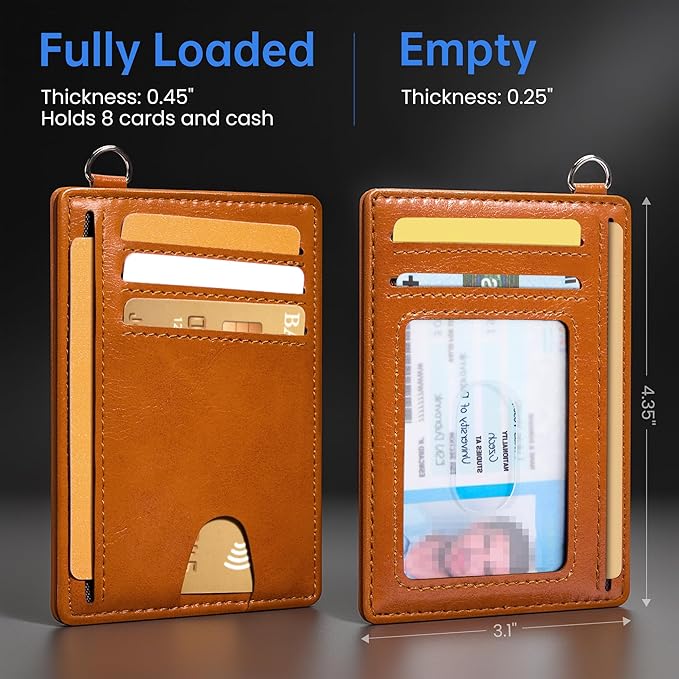 Mayski Slim Wallet, Credit Card Holder for Women, Minimalist Front Pocket RFID Blocking Card Cases, Small Wallet Women Men(Oiled Wax Brown)