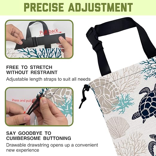 Car Garbage Bag Ocean Turtle Coral Shells Hanging Canvas Car Trash Bag Waterproof Drawstring Car Back Seat Organizer for Car Back Front Seat Console with Adjustable Buckle