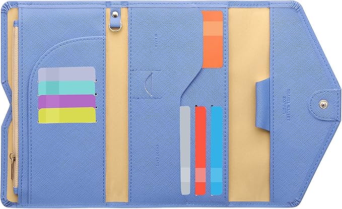 ZOPPEN Mulit-purpose Rfid Blocking Passport Holder Travel Wallet (Ver.4) Passport and Vaccine Card Holder ComboTri-fold Document Organizer Travel Essentials