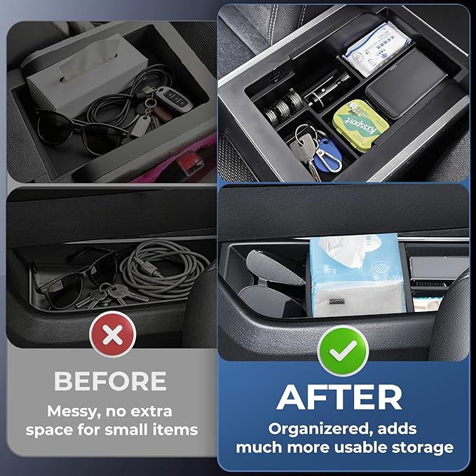 Center Console Organizer Tray Storage Box for GMC Terrain 2026 2025, Interior Accessories Lower Insert Tray Storage Box for 2025-2026 Terrain, Black