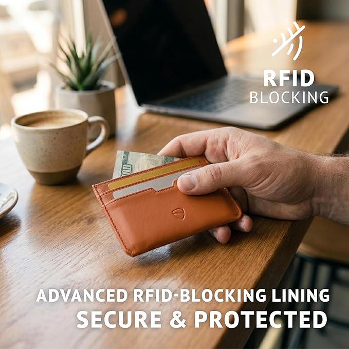 Vaultskin MOORGATE Slim Card Holder – Minimalist Leather Wallet with RFID Blocking, Front Pocket Credit Card Case for Men & Women