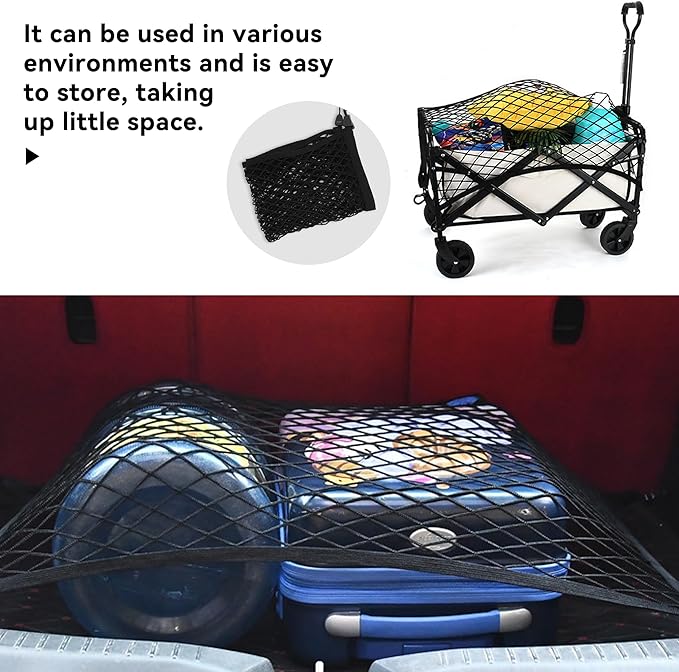 Cargo Net for SUV, Upgraded Highly Elastic Truck Cargo Net with Trunk Net Hooks - Stretch to 62.99"X47.24", Universal Automotive Accessories Storage Nets Organizer (31.1" x22.8")