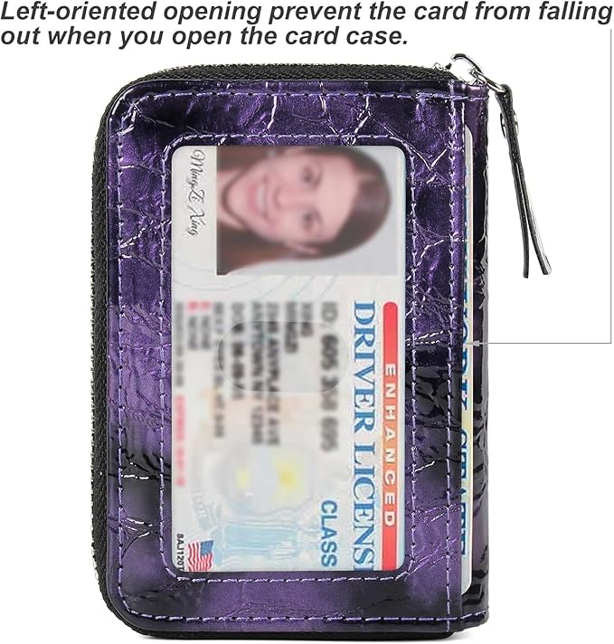 EcoVision Credit Card Holder RFID Card Case Wallet, Small Accordion Zipper Card Case Holder, Card Organizer Case for Women Men