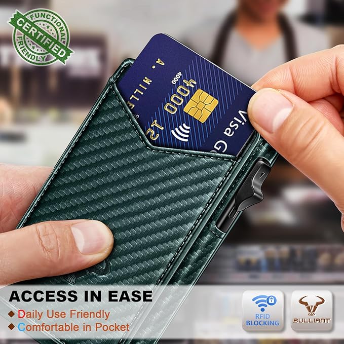 BULLIANT Men Wallet,Magnetic Metal Wallet Money Clip 9Cards Pop-up Access RFID Blocking
