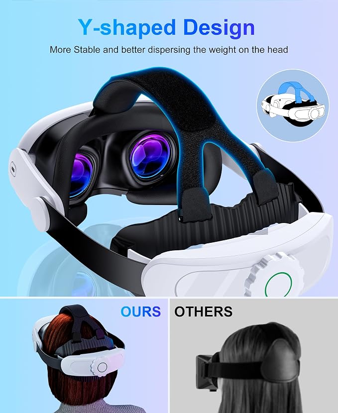 Headstrap for Quest 3 / Quest 3S/ Quest 2 Comfort Head Strap Adjustable VR Strap Reduce Pressure & Lightweight VR Elite Strap Replacement Accessories for Oculus 3 3S 2