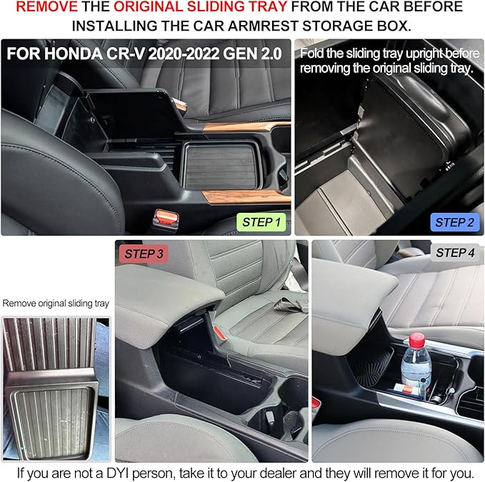 Center Console Organizer for Honda CR-V 2017-2019 CRV Console Handrail Privacy Organizer Tray Central Control Armrest Box Glove Secondary Storage Box Insert Pallet Manager Container Accessories ABS