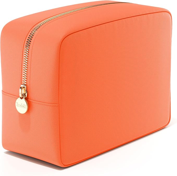 Embla Large Makeup Bag and Waterproof Nylon Travel Toiletry Bag, Large Capacity Cosmetic Zipper Pouch, Orange