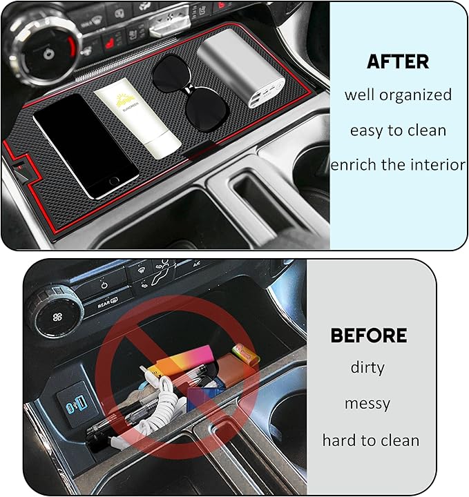 Center Console Compartment Cover for Ford F150 2021-2024 2025/Lightning XLT 2022-2024 Hidden Panel Secret Pocket Lid USB Hole Interior Accessories (Fits into The Open Pocket in Front of The Shifter)