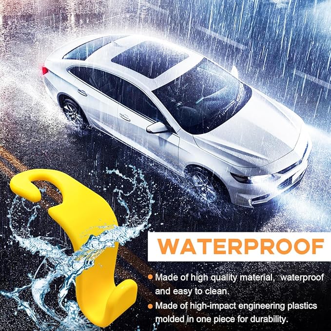 povtii 4PCS Car Seat Headrest Hook, Auto Back Seat Hanging Storage Organizer, Vehicle Seatback Hanger Holder for Purse Handbag Coat Umbrella, Universal Interior Car Accessories (Yellow)