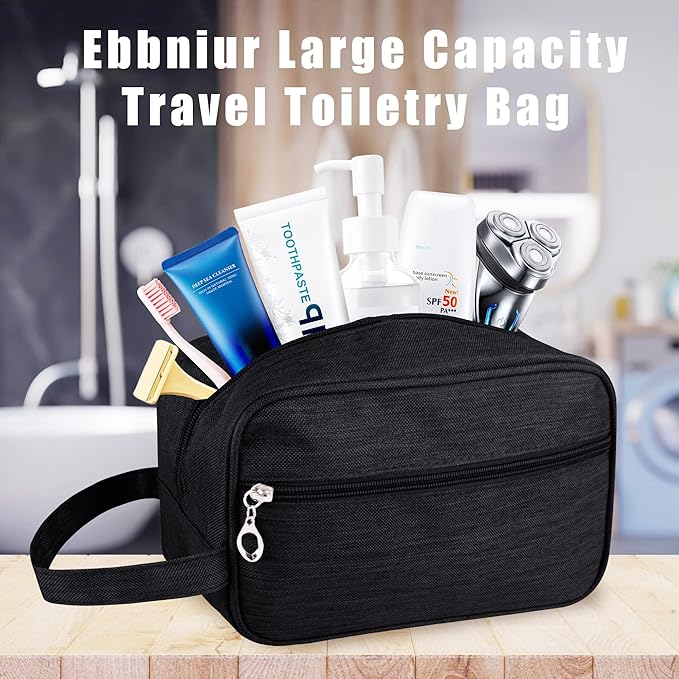 Toiletry Bag, Large Capacity Travel Bag for Toiletries, Waterproof Oxford Fabric Toiletry Organizer for Travel, Business Trips and Daily Use, Travel Essentials for Men or Women (Black)