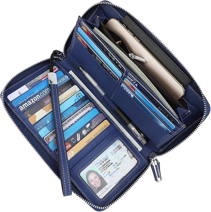 Lavemi Small Compact Women Wallet RFID Blocking Genuine Leather Bifold Purse with ID Windows