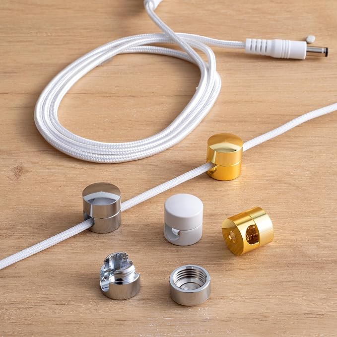 3 Sets Charger Holders for Cords, Adjustable Cable Anchor Holders, Adhesive Metal Cord Clips, Cable Management Wire Organizers for Desk, Office, Nightstand - Gold, White, Silver