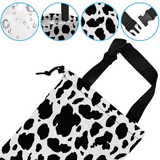 Car Trash Bag Cow Texture Car Garbage Bag Hanging Car Trash Can for Back Seat with Drawstring, Waterproof Garbage Bags for Accessories Vehicle Travelling Camping Outdoor