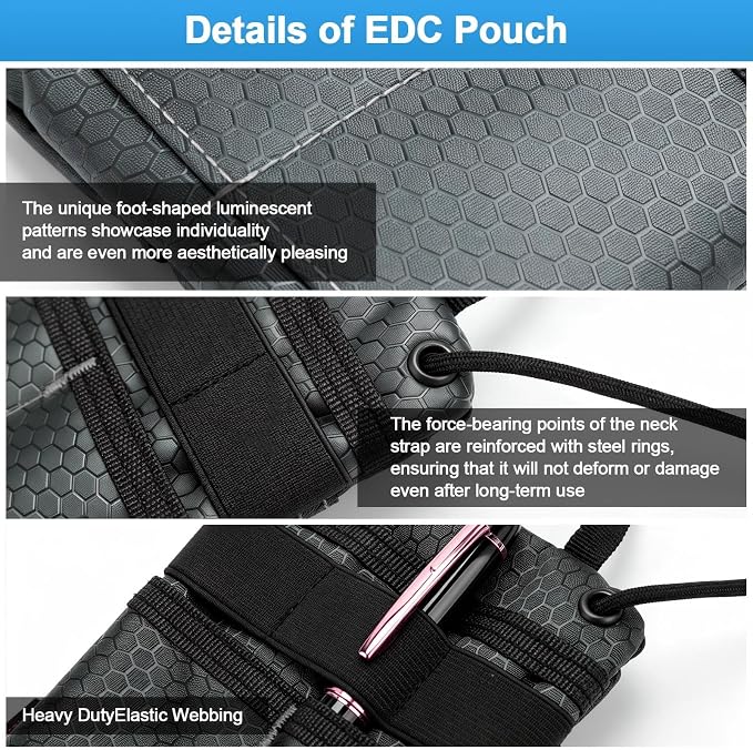 EDC Pouch, Enhanced 3-Layer Fabric - Slim & Compact Pocket Organizer, EDC Tool Pouch for Men, Multitool Holder with Adjustable Strap, Waterproof EDC Bag for Flashlight, Pen & Notebook