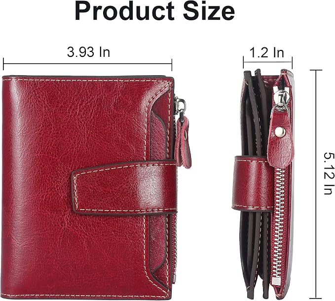 Lavemi Small Compact Women Wallet RFID Blocking Genuine Leather Bifold Purse with ID Windows