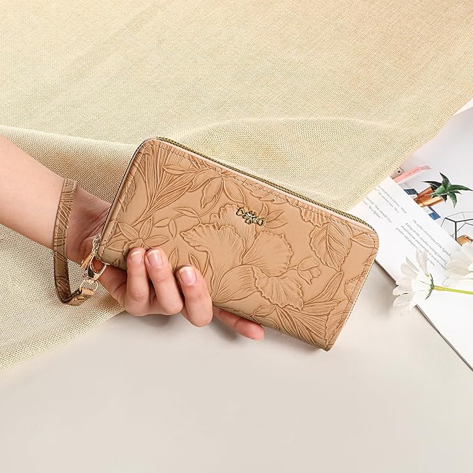 RNIEGA Wallet for Women Clutch Double Zip Around Credit Card Holder Leather Women's Wallet Large Capacity