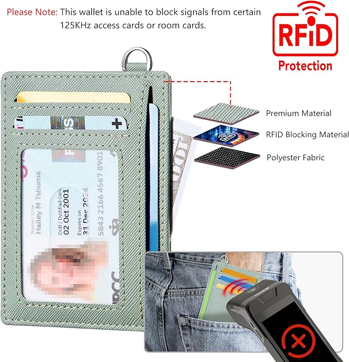 Mayski Slim Wallet, Credit Card Holder for Women, Minimalist Front Pocket RFID Blocking Card Cases, Small Wallet Women Men(Saffiano Seaweed)