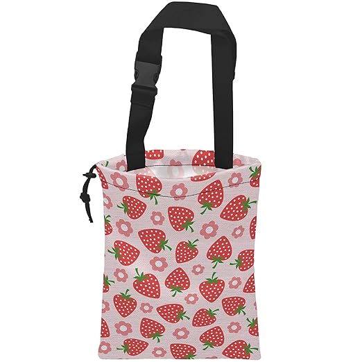 Car Trash Bag Strawberry Flower Car Garbage Bag Hanging Car Trash Can for Back Seat with Drawstring