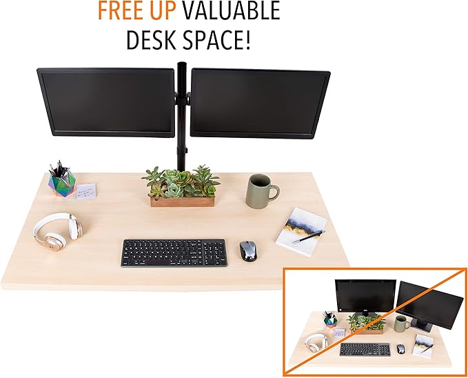 Stand Steady 2 Monitor Mount Desk Stand | Height Adjustable Double Monitor Stand with Desk Clamp| Full Articulation VESA Mount Fits Most LCD/LED Monitors 13-32 Inches (2 Arm Clamp)