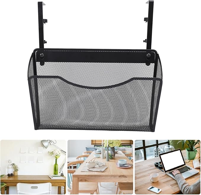 TOPINCN Desk Side Storage, Adjustable Hanging Under Desk Storage Organizer Clamp on Desk Organizer for Office Dormitory and Home (Black)