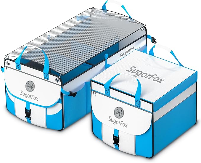 SugarFox Car Trunk Organizer for SUV - 63L+26L Modular Storage, Heavy-Duty, Foldable Waterproof, Soft & Hard Covers, Non-Slip, Multi-Compartment, Blue M006