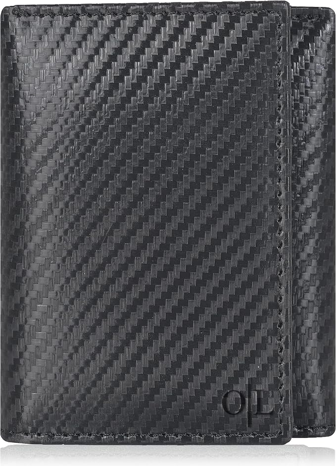 Tri fold Leather Wallet for Men with RFID | Slim Wallets for Men with 1 ID and 6 Credit card slots | Front Pocket Minimalist