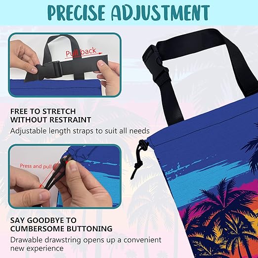 Car Garbage Bag Blue Palm Trees Orange Sunset Hanging Canvas Car Trash Bag Waterproof Drawstring Car Back Seat Organizer for Car Back Front Seat Console with Adjustable Buckle