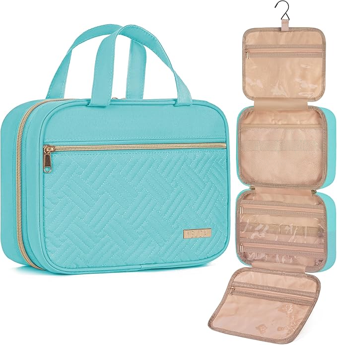 Travel Toiletry Bag for Women & Men Water Resistant Makeup Bag with Hanging Hook Portable Travel Organizer for Travel Accessories, Travel-Sized Shampoo, Toiletries (Large-Green)