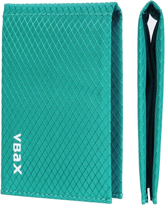 Minimalist RFID Blocking Slim Wallet for Men – Waterproof Microfiber Front Pocket Bifold Card Holder – Holds 10 Cards & Cash, Aurora Green Edition