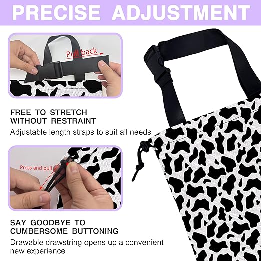 Car Trash Bag Hanging Black and White Cow Texture Car Trash Can for Back Seat Waterproof Car Garbage Can with Adjustable Straps and Drawstring for Car Accessories Vehicle Travelling Camping
