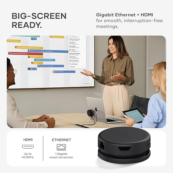 Satechi OntheGo??7-in-1 USB-C Hub, Compact Magnetic Multiport Adapter, 100W PD, HDMI 4K/60Hz, Gigabit Ethernet, 2×USB-A 5Gbps, SD/microSD Reader, Coiled Cable, for Mac & Windows ??Space Black