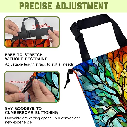 Car Trash Bag Colorful Stained Glass Tree Hanging Canvas Car Trash Bag Waterproof Drawstring Car Back Seat Organizer for Car Back Front Seat Console with Adjustable Buckle