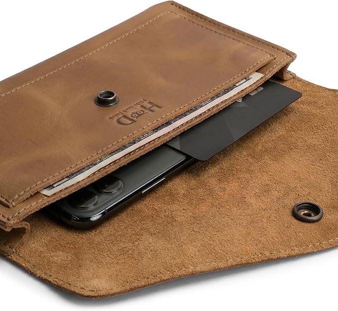 Hide & Drink, Large Female Wallet, Travel Organizer for Women, Vintage Money and Card Holder, Full Grain Leather, Handmade, Single Malt Mahogany