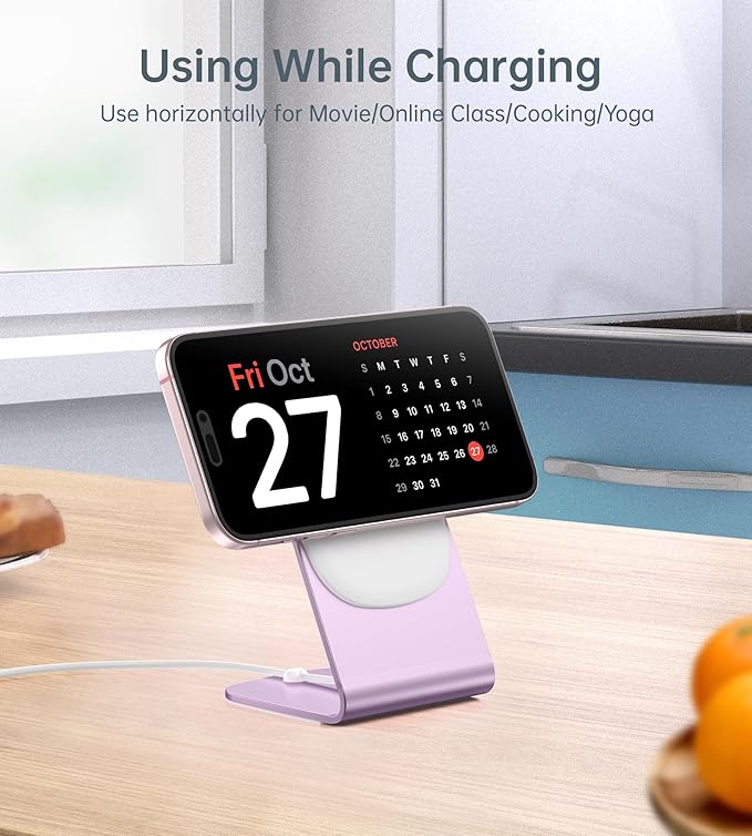Magnetic Wireless Charger for iPhone 17/16/15/14/13/12 - Mag Charger+20W USB C Adapter, Fast Wireless Charging Stand/Pad with 5ft Cable for iPhone 17/16/15/14/13/12 Pro Max Plus Mini 17 Air, Pink