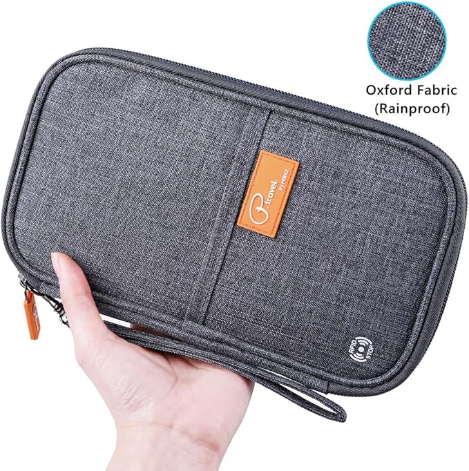 VanFn RFID Travel Passport Wallet, Family Passport Holder, Trip Document Organizer P.Travel Series (Grey)