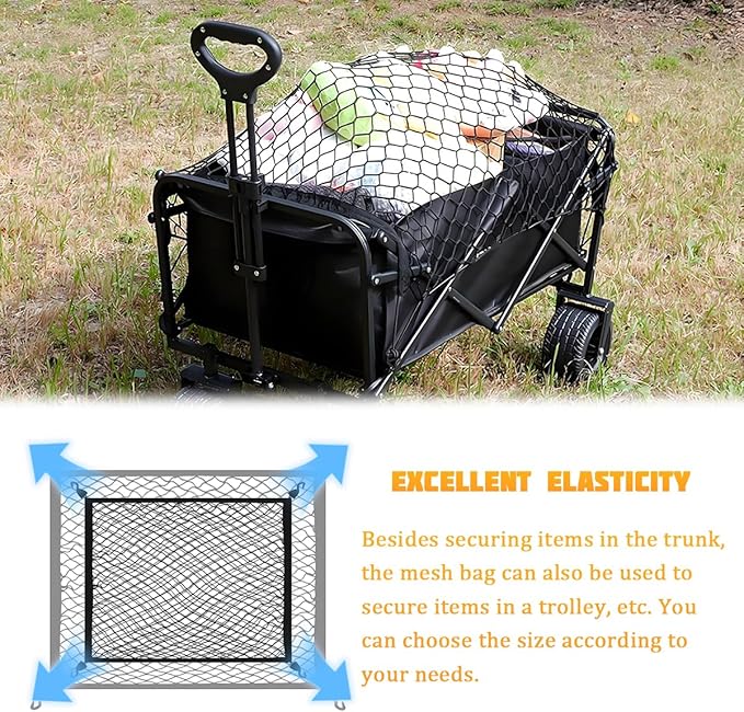 Car Cargo Net, 23.62" × 15.75" Adjustable Elastic Vehicle Trunk Cargo Storage Net with Hooks, Stretchable Mesh Automotive Trunk Organizers, Universal for SUV Motorhome Pickup