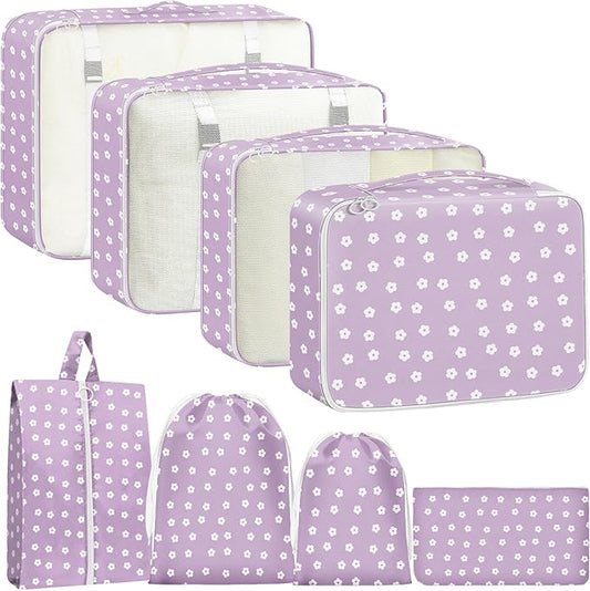 Packing Cubes for Travel - 8 Set Luggage Organizer Bags for Family, Mesh Breathable Packing Cubes for Suitcases Durable Travel Essentials Bags Set