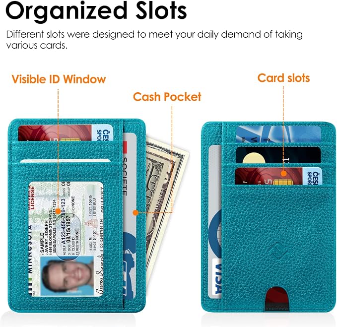 FINTIE Slim Minimalist Front Pocket Wallet, RFID Blocking Credit Card Holder Card Cases with ID Window for Men Women (Legacy Teal)