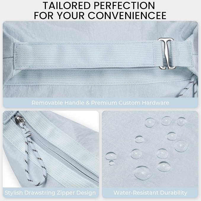 HauteHues Travel Makeup Bag for Women, Roomy Cosmetic Bag and Toiletry Bag with Wide Open Design, Soft Nylon Pouch for Makeup, Skincare, Toiletries, Gym, Carry-On and Weekend Trips, Gray Blue