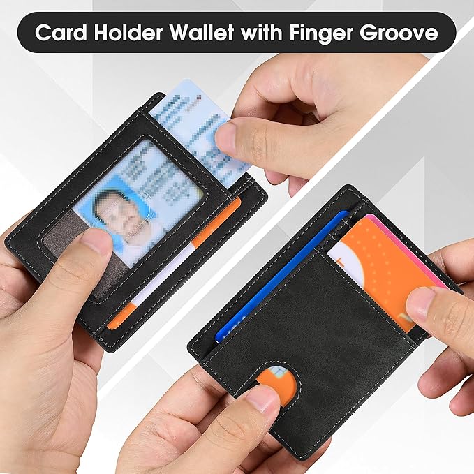 Slim Minimalist Wallet for Men,Front Pocket Wallet RFID Blocking Small Thin Credit Card Holder for Men Black