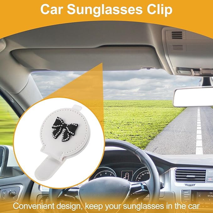 Car Sunglasses Clip Magnetic Universal Sun Visor Eyeglasses Protective Storage Clip PU Leather 10x6cm 1 Pcs