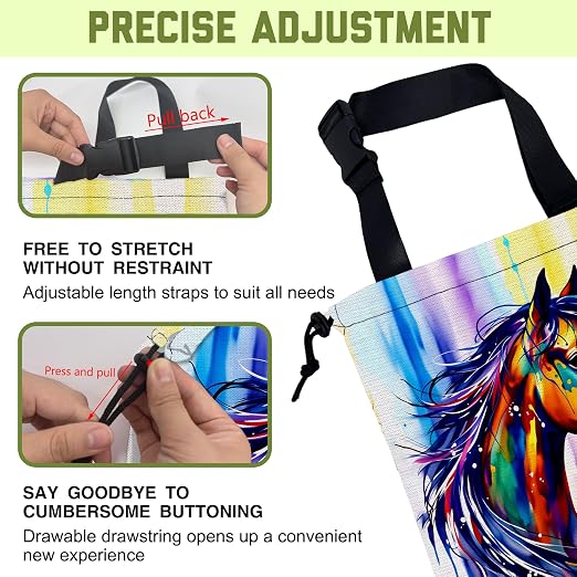 Car Garbage Bag Abstract Watercolor Horse Hanging Drawstring Car Organizer and Storage Bag with Adjustable Buckle Canvas Garbage Bin for Back Seat or Hanging Headrest Car Decor Road Trip Essentials